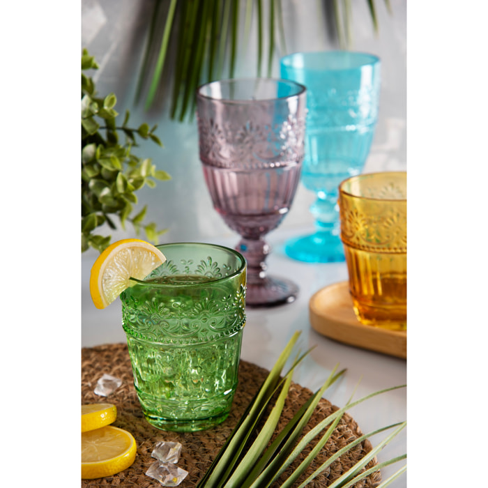 Set de 6 verres à vin Excelsa – Country Flower, Verre Multicolore 35 cl