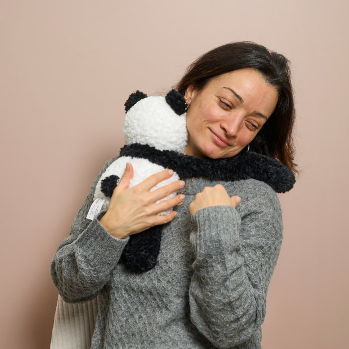 Peluche - JEUX 2 MOMES - Panda Calin Lestée - Lestée - Douce - Blanc et Noir