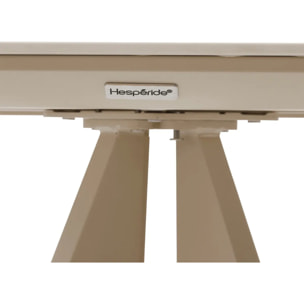 Table haute de jardin carrée "Terzano" vanille & argile 2 places en aluminium