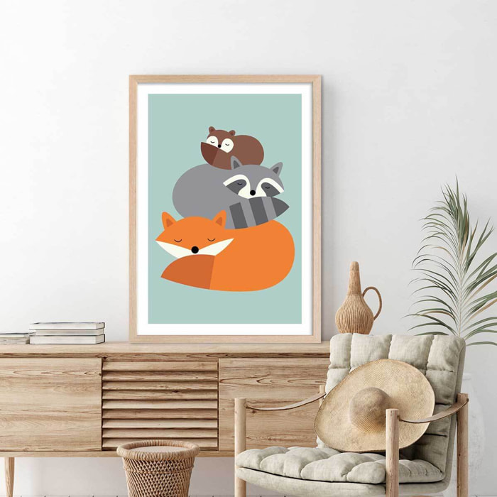 Affiche  chill forest Affiche + cadre en bois - Chêne