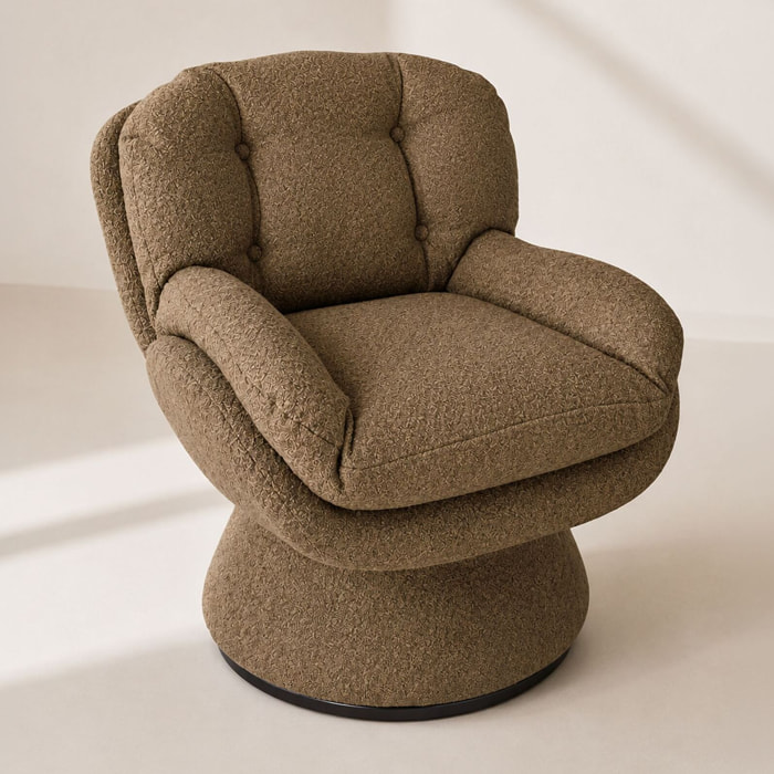 Fauteuil pivotant en tissu marron GUSTAVE
