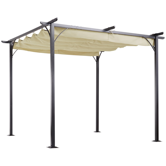 Pérgola de Metal 3x3m Gazebo Cenador para Jardín Patio con Techo Retráctil