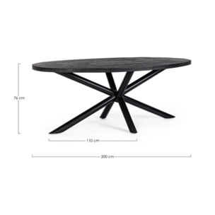Tavolo HASTINGS ovale in legno di mango e base antracite acciaio 200x110 cm