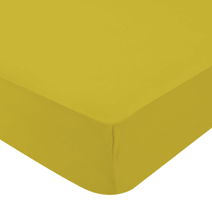 Drap housse enfant Oeko-tex 100% coton 130g/m² - Jaune Curry