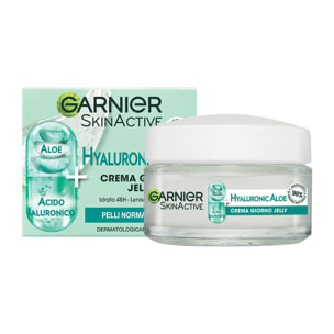 Crema Giorno Idratante Lenitiva Rimpolpante SkinActive Jelly Hyaluronic Aloe 48H con Aloe Vera Acido Ialuronico Glicerina per Pelli Normali o Miste - Barattolo da 50ml