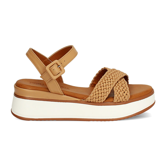 Cuñas mujer camel entrelazadas