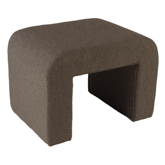 LEOPOLD - Pouf en tissu petite bouclette taupe foncé