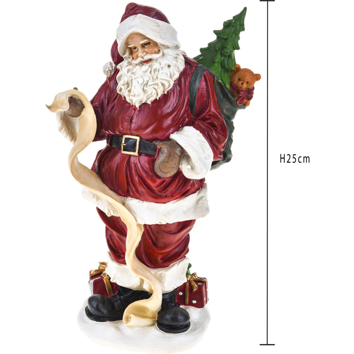 Babbo Natale H.25 Cm Con Abete - Pezzi 1 - 14,9X25X128cm - Colore: Rosso - Bianchi Dino - Articoli Natalizi