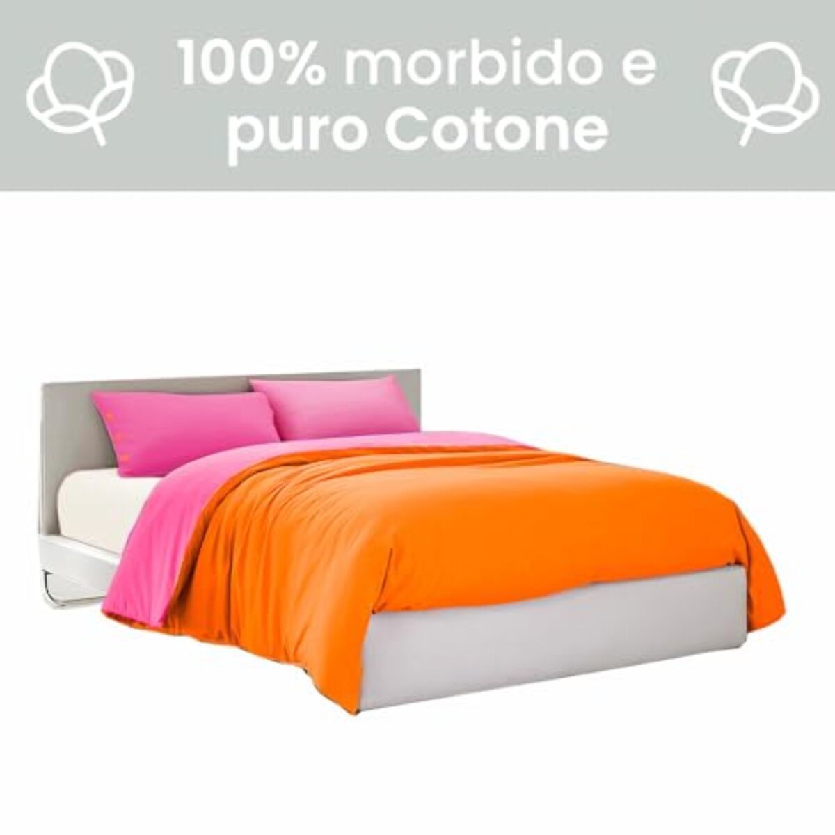 Intrecci Parure Copripiumino Bicolore 100% Cotone, Piazza e Mezza
