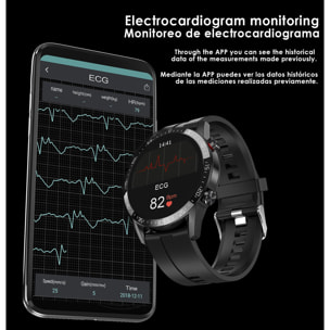 Smartwatch L13 pulsera de metal con modo multideportivo, monitor cardiaco, tensión y O2 en sangre