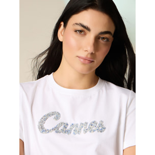 Oltre - T-shirt con ricamo lettering - Bianco