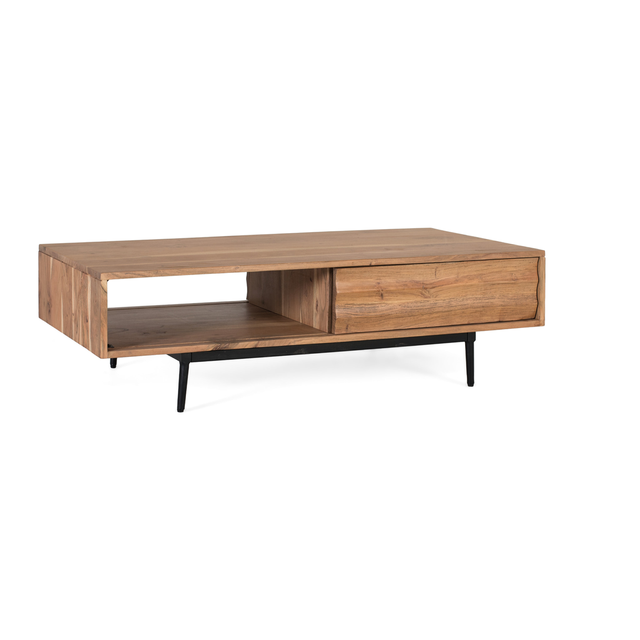 Table Basse en Bois d’Acacia 120 cm Style Rustique Moderne
