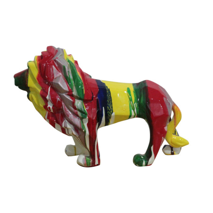 Statue lion en résine avec peinture multicolore H50cm - MUFASA