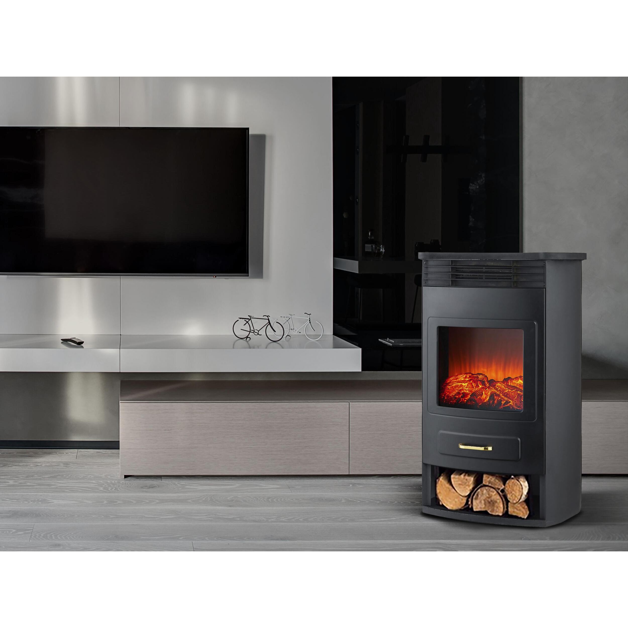 Poêle électrique en acier noir de 2000W