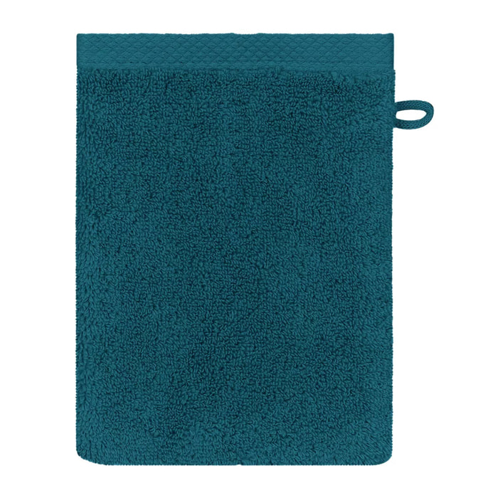 Gant de toilette pur coton 550 g/m² uni bleu Elea canard