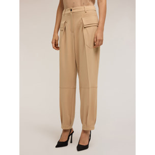 Motivi - Pantalones cargo de tejido fluido - Beige