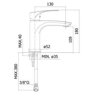 Project mitigeur monocommande 1/2" Lavabo, Chrome (SATBSPRO271)