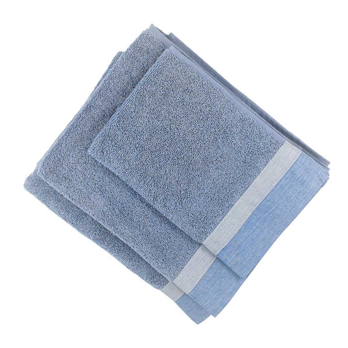 Set Spugna VARAZZE 3 Pezzi: Viso+Ospite+Telo Bagno - 450 gr/m² - 100% Puro Cotone