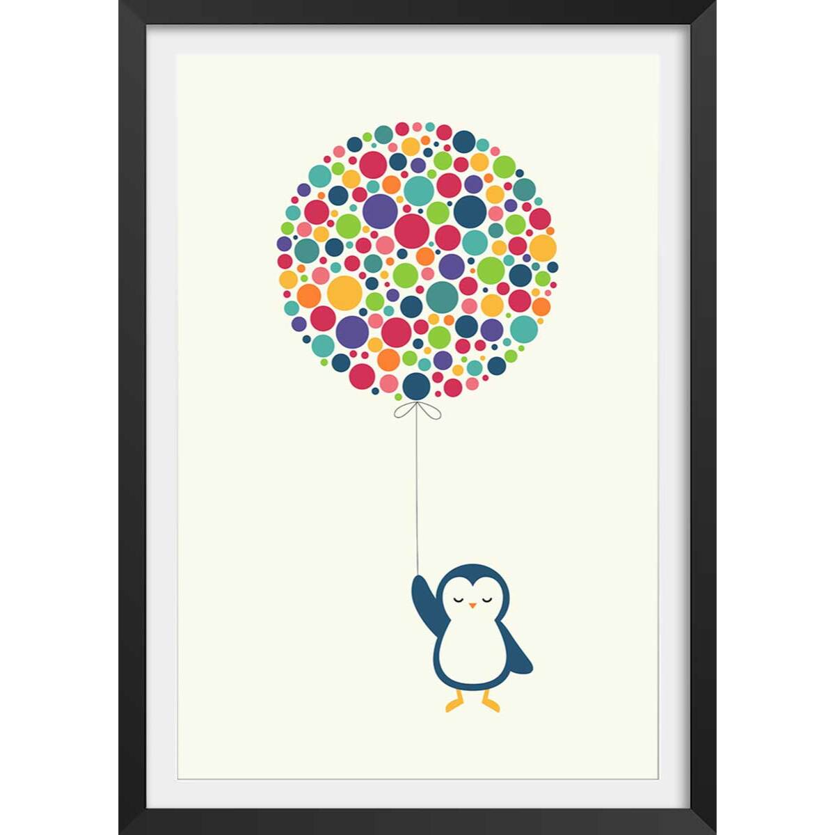 Affiche  pingouin ballon Affiche + cadre en bois - Noir