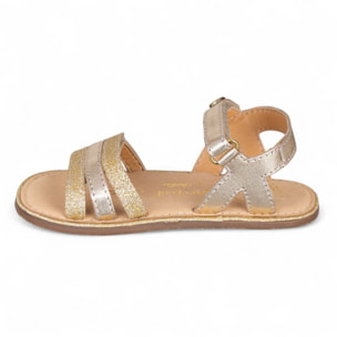 SANDALIA BAREFOOT PIEL CHETTO TIRAS METALIZADAS ORO
