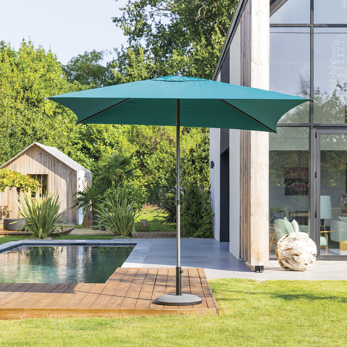 Parasol droit carré "Soya" bleu canard D2,5x2,5m en acier