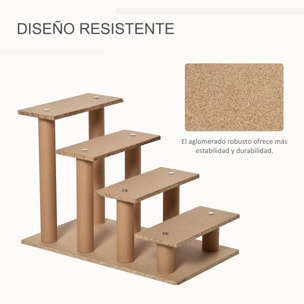 Escalera para Mascotas de 4 Peldaños Funda Extraíble y Lavable 60x35x44 cm Gris