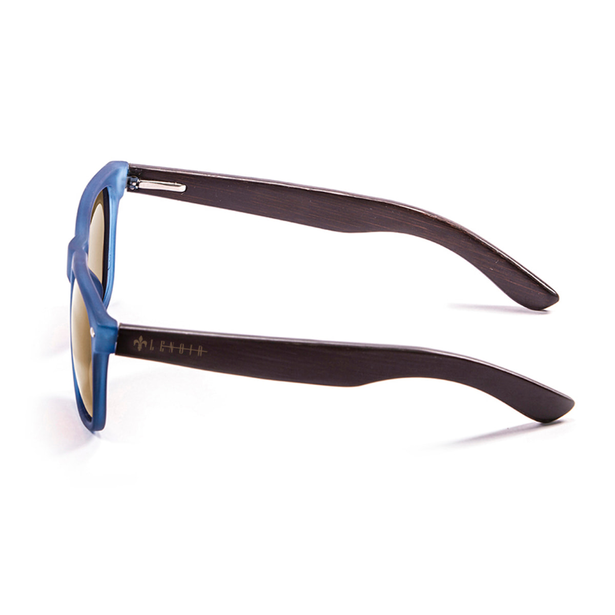 Gafas de sol LENOIR BIARRITZ TREE - De brazo marrón bambú con montura azul transparente / Revo roja