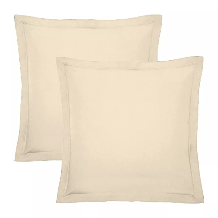 Lot de 2 taies percale de coton uni ivoire Giulia ivoire