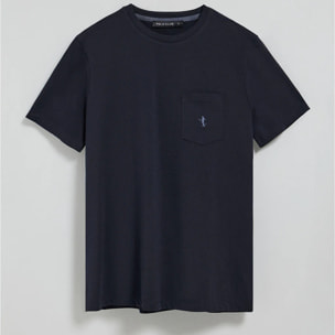 Camiseta azul marino de manga corta con bolsillo y bordado Rigby Best