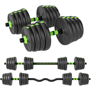 Juego de Mancuernas Ajustables, 3 en 1, 30kg, Juego de Pesas con Barras de Conexión y Mangos Antideslizantes, Pesas y Mancuernas para Hombres y Mujeres, Ejercicio de Fitness, Gimnasio en Casa