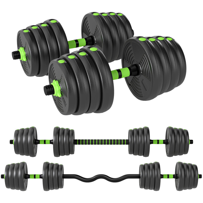 Juego de Mancuernas Ajustables, 3 en 1, 30kg, Juego de Pesas con Barras de Conexión y Mangos Antideslizantes, Pesas y Mancuernas para Hombres y Mujeres, Ejercicio de Fitness, Gimnasio en Casa
