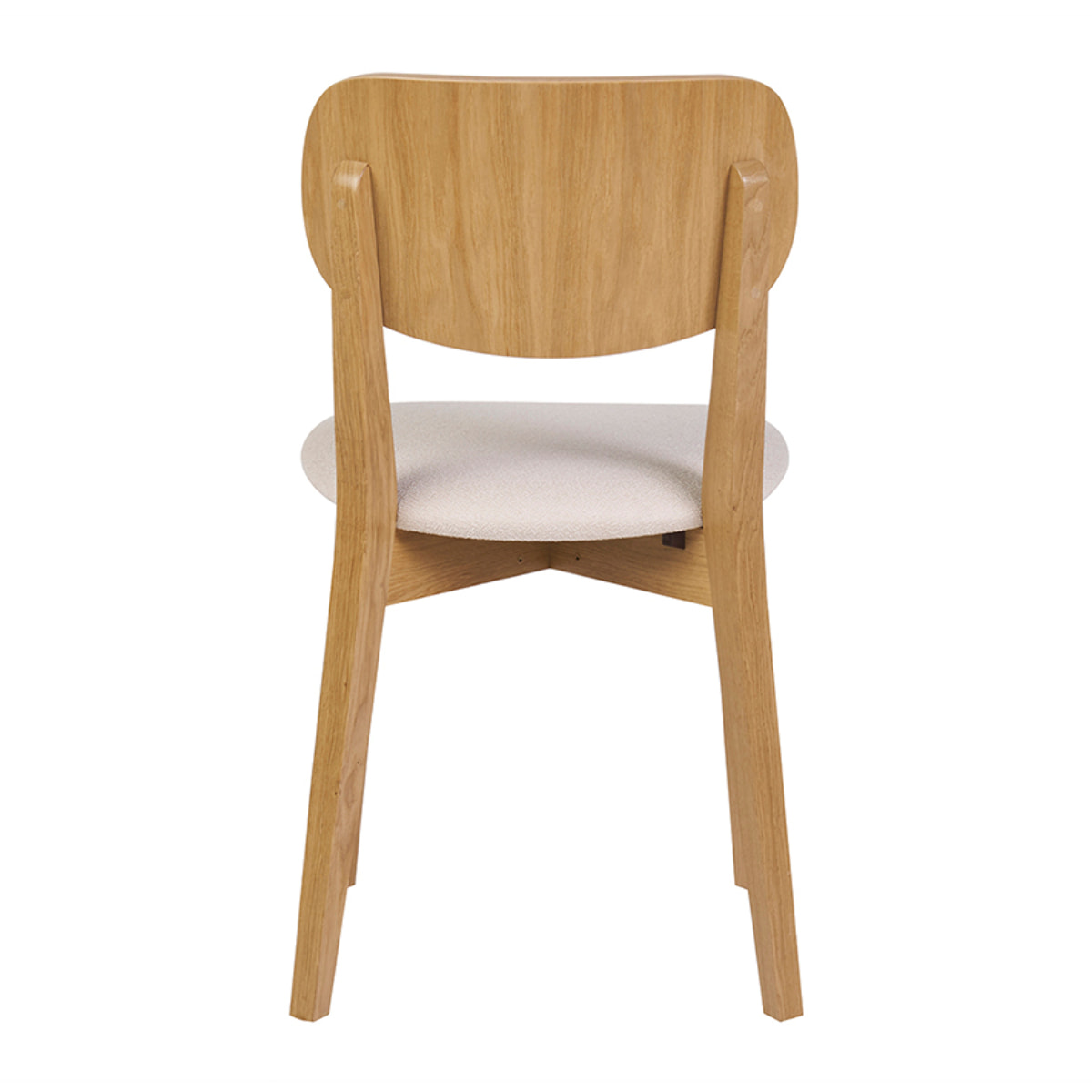 Chaises vintage en bois clair chêne et tissu effet laine bouclée blanc (lot de 2) LUCIA