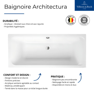Baignoire droite VILLEROY ET BOCH Architectura acrylique avec pieds