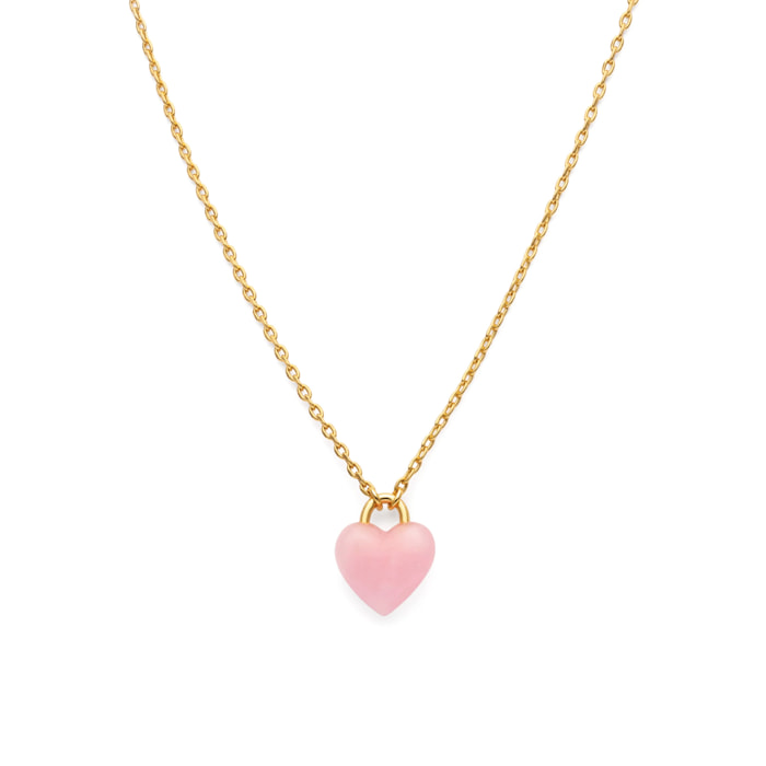 Collana Sweet Heart Pink Stone Placcato Oro
