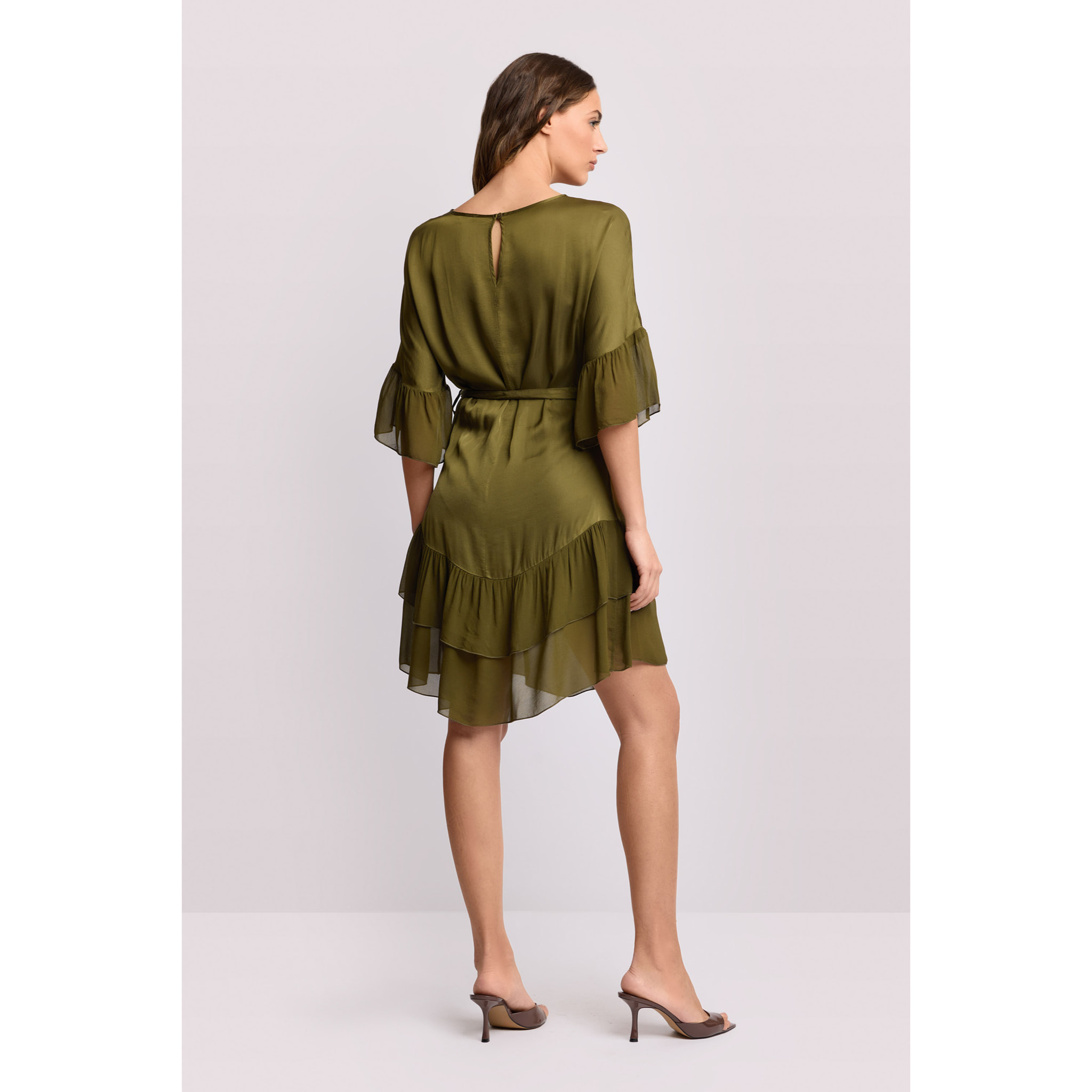 Kocca - Abito elegante con volant Donna, Tinta unita, Girocollo