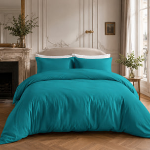 Drap housse 100% percale de coton bleu sarcelle- Finesse