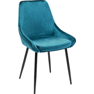 Chaise East Side velours bleu-vert Kare Design