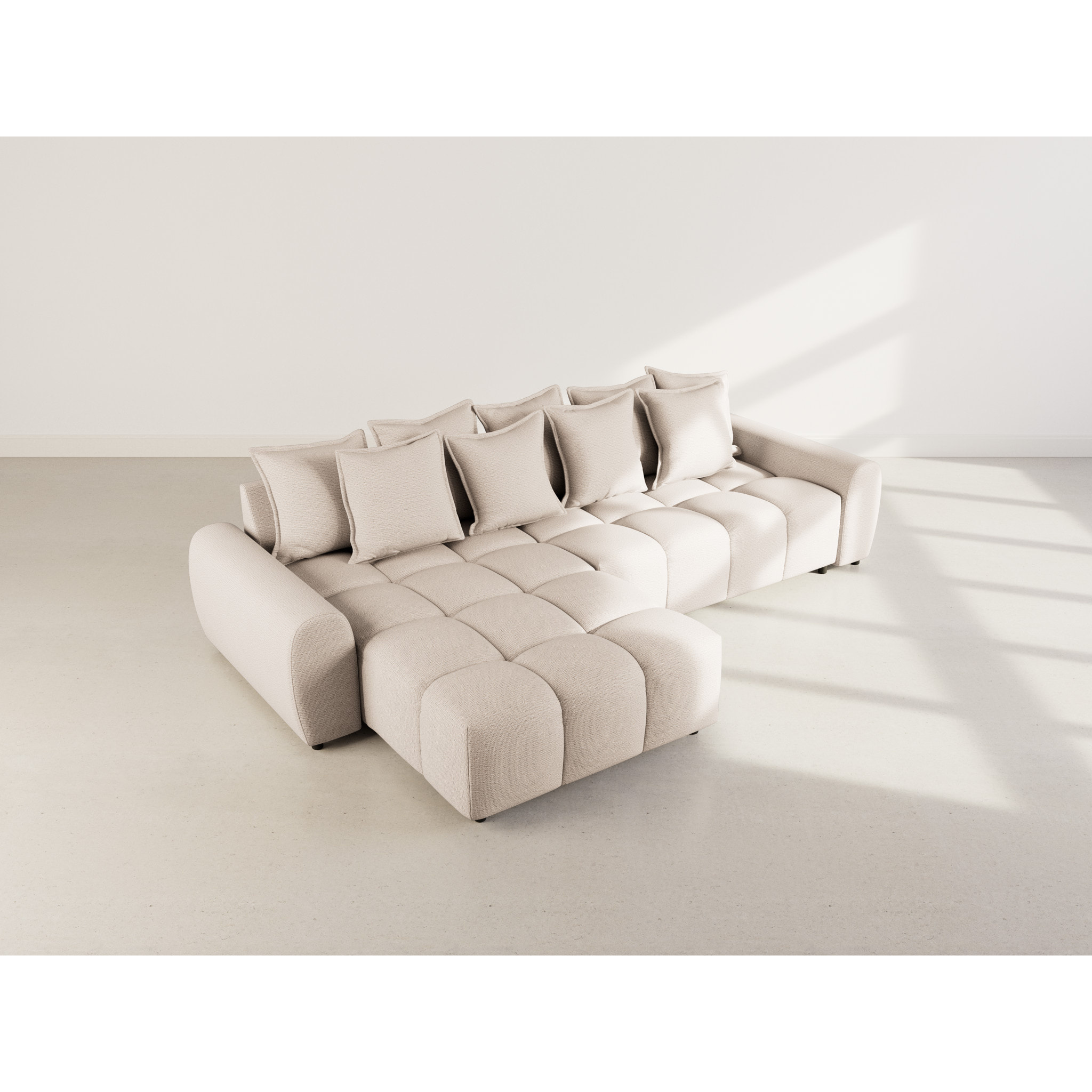 Adelaide - canapé d'angle réversible 4 places en tissu texturé - Beige