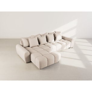 Adelaide - canapé d'angle réversible 4 places en tissu texturé - Beige