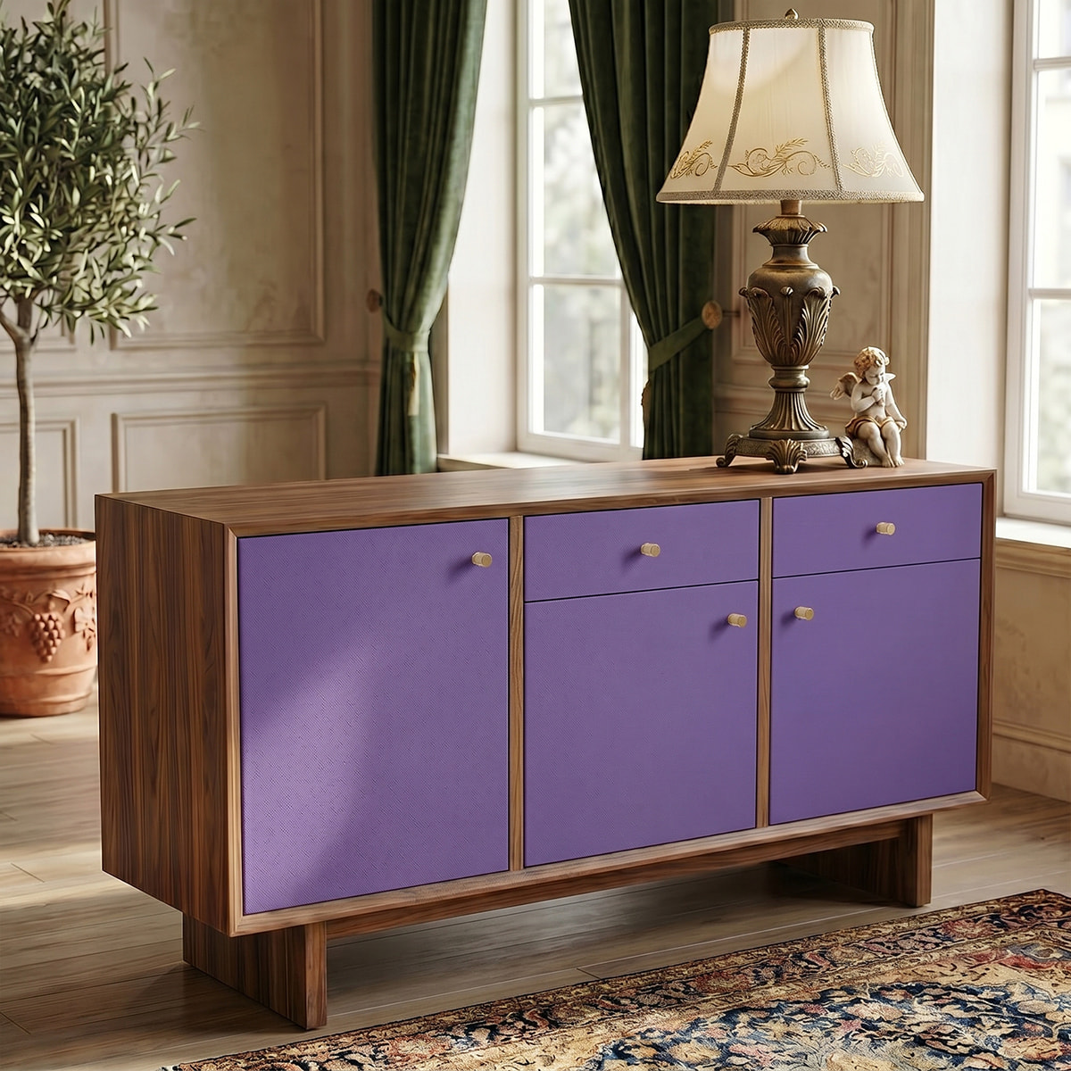Rouleau adhésif décoratif Vinyle au Mètre - Lavande - Sticker Lavable Imperméable Mur Cuisine Meubles
