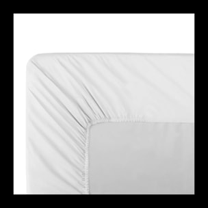 Drap housse duo b40 percale de coton uni blanc La percale francaise neige