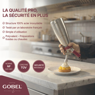 Siphon professionnel inox GOBEL - cuve inox - tête inox - 0.5L