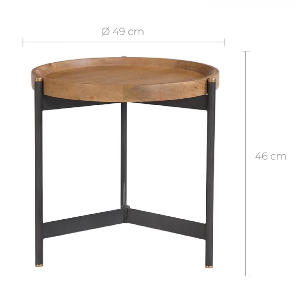 Table d'appoint ronde en bois D49 cm - Carter