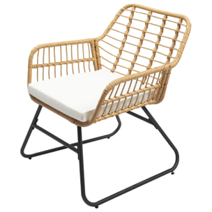 Salon de jardin TIGA en résine tressée 4 places - coussins crème