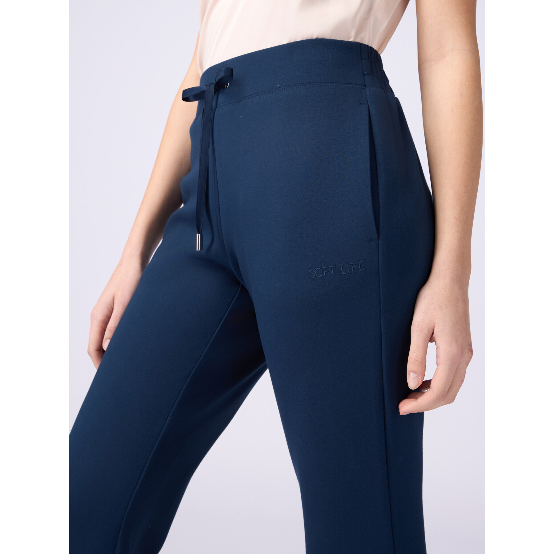 Oltre - Joggers soft touch con coulisse - Blu