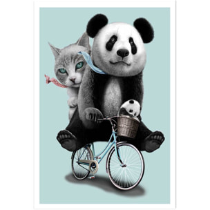 Affiche enfant amis à bicyclette  Affiche seule