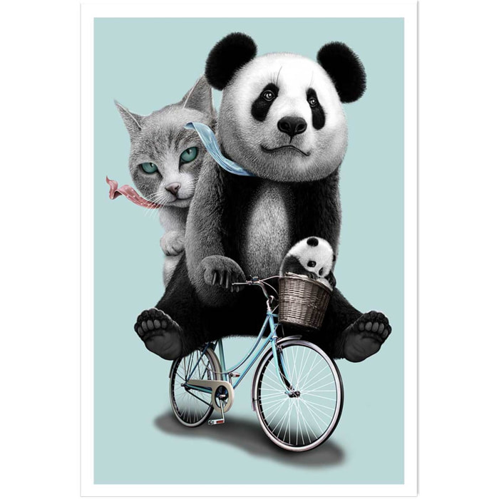 Affiche enfant amis à bicyclette  Affiche seule