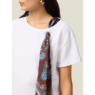Oltre - Camiseta con pañuelo decorativo - Blanco