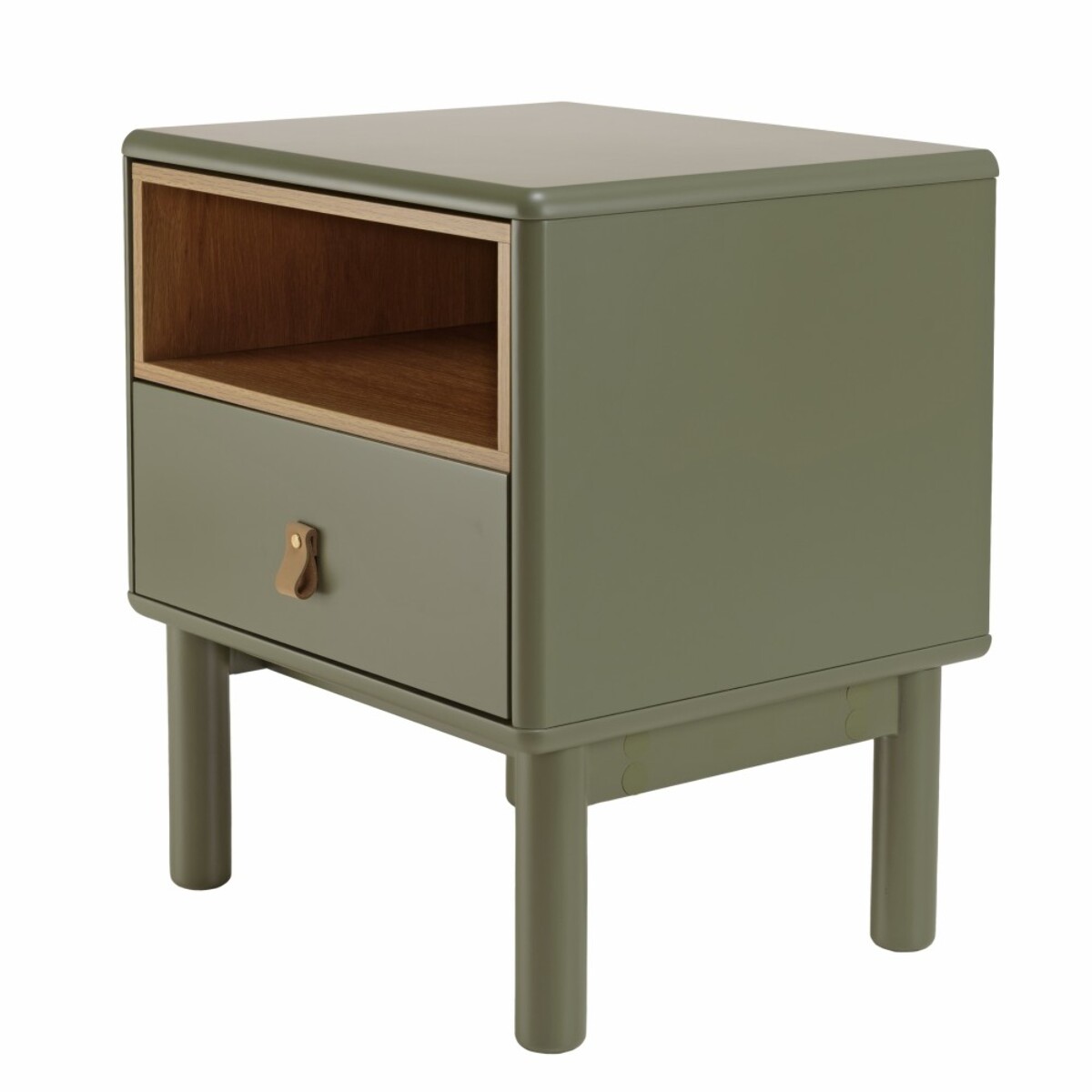 ETHAN - Table de chevet 1 tiroir et 1 niche en bois naturel vert