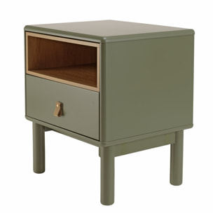 ETHAN - Table de chevet 1 tiroir et 1 niche en bois naturel vert